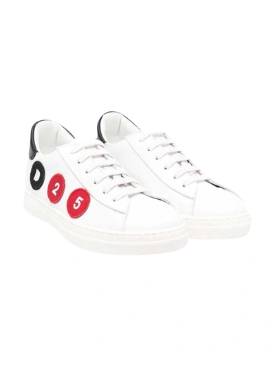 Dsquared2 White Sneakers With Dsquared Kids Applications In Unica