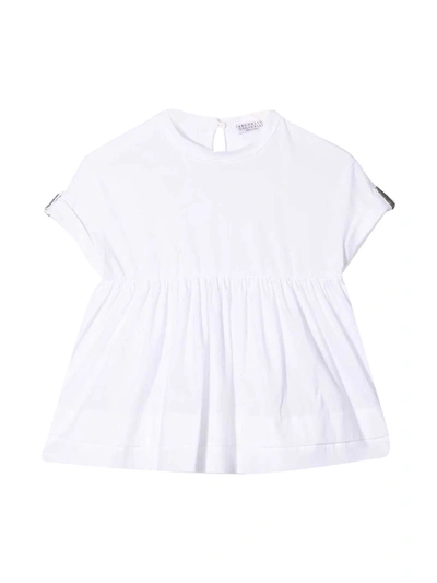 Brunello Cucinelli Kids' Short-sleeve Peplum Top In Unico