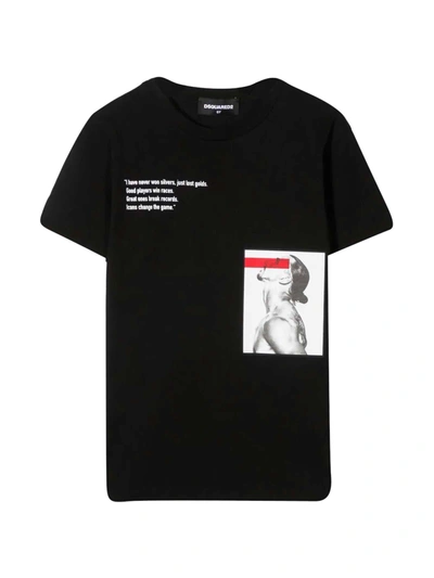 Dsquared2 Ibrahimovic Black Teen T-shirt In Nero