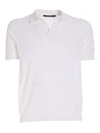 Tagliatore White Knitted Polo Shirt With Polo Style Collar And Short Sleeves In Bianco