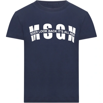 Msgm Kids' Blue T-shirt For Girl With Logo