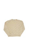 BRUNELLO CUCINELLI LACE-EFFECT CABLES SWEATER IN LINEN AND SILK DIAMOND YARN