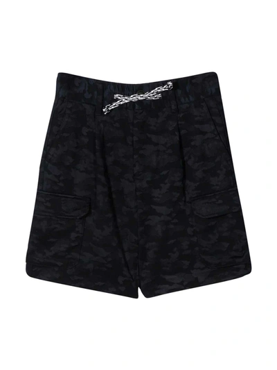 Emporio Armani Teen Camouflage-print Drawstring-fastening Shorts In Blu