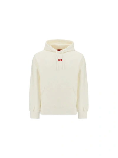 Fourtwofour On Fairfax 424 Embroidered Hoodie In Bianco