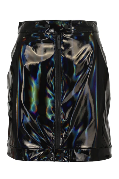 Mcq By Alexander Mcqueen Iridescent High-shine Mini Skirt In Black