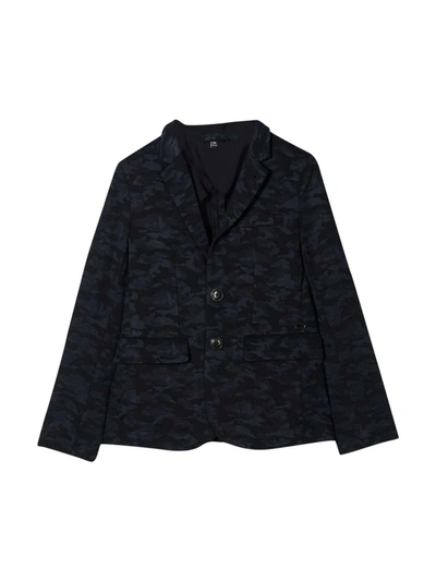 Emporio Armani Kids' Camouflage-print Blazer In Blu