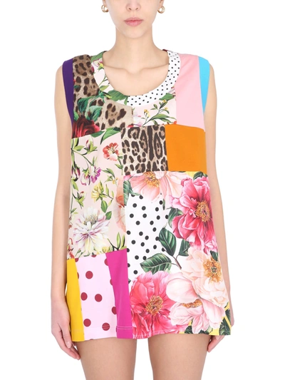 Dolce & Gabbana Sleeveless T-shirt In Multicolour