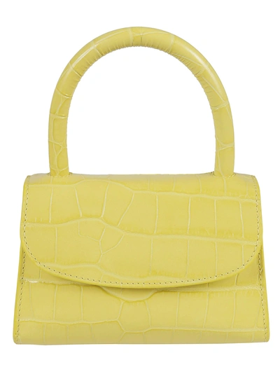 By Far Mini Croco Embossed Shoulder Bag In Yellow