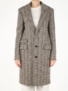 Bottega Veneta Single-breasted Boucle Fabric Coat In Beige
