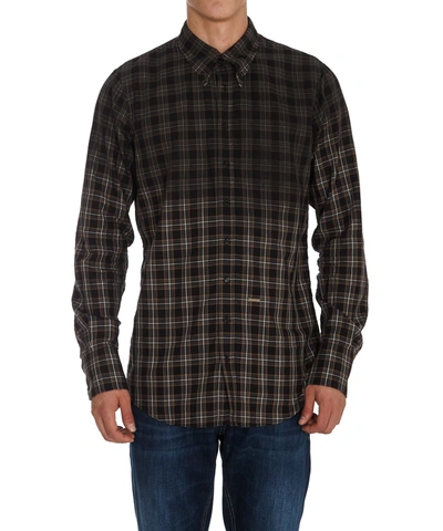 Dsquared2 Mens Brown White Check Cotton Shirt 40 In Black/grey/yellow