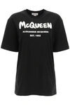 Alexander Mcqueen Logo-print Cotton T-shirt In Nero/bianco