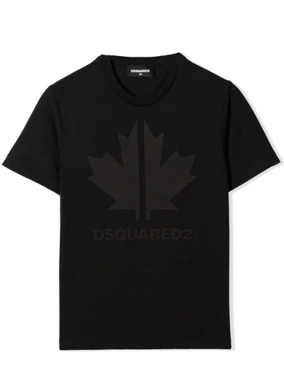Dsquared2 Kids' Black Cotton T-shirt In Nero