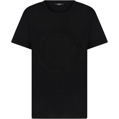 Balmain Unisex Kid Black T-shirt With Embossed Logo