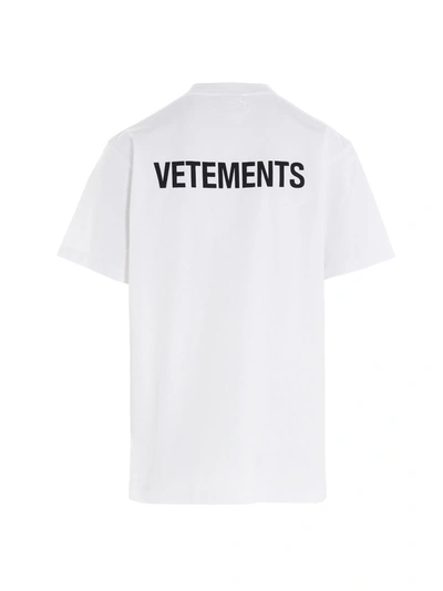 Vetements Flag-logo Print Cotton T-shirt In White