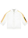 Fendi White Sweatshirt With Hood And Multicolor Bands In White