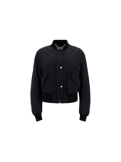 Off-white Embroidered Logo Bomber Jacket In Black