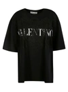 Valentino Black Lace Oversized T-shirt In Nero/bianco