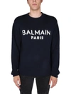 Balmain Navy Merino Intarsia Logo Sweater