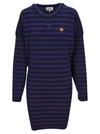 Kenzo Striped Knitted Minidress In Viola