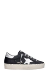 Golden Goose Hi-star Black Leather Laminated Star Sneaker In Black Silver