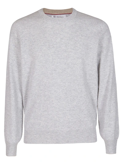 Brunello Cucinelli Cotton Sweater In Mist Grey
