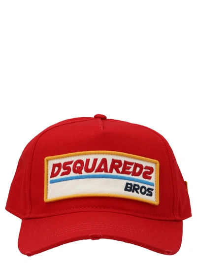 Dsquared2 Bros Logo-patch Baseball Cap In Red