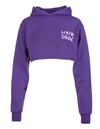 LIVINCOOL WOMAN PURPLE CROP HOODIE WITH LOGO