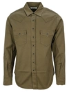 Saint Laurent Khaki Western Shirt In Khaki Green