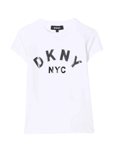Dkny Kids' Unisex White T-shirt In Bianco