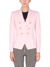 Balmain Double-breasted Jersey Jacket In Rosa
