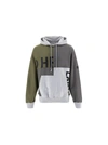 Helmut Lang Patchwork Logo-print Pullover Hoodie In Multicolour