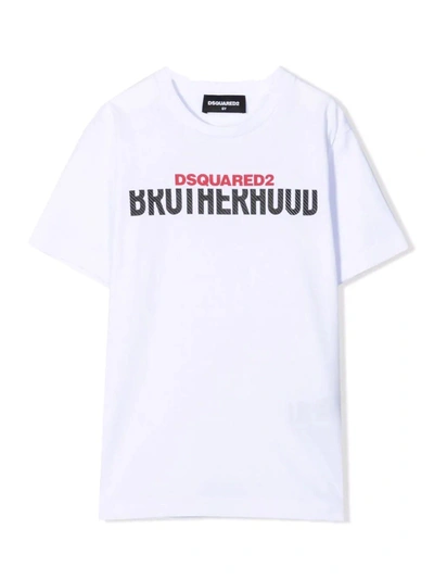 Dsquared2 Kids White Brotherhood T-shirt In Bianco