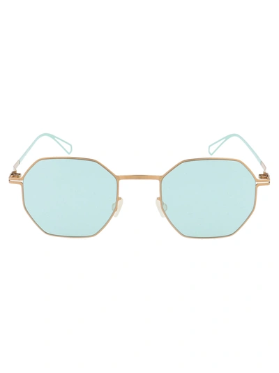 Mykita Walsh Sunglasses In 812 C60 Champagne Gold/pow9 Soft Green Solid
