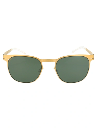 Mykita Easton Sunglasses In 483 Frosted Gold | Polpro Green 15
