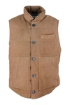 BRUNELLO CUCINELLI NUBUCK LEATHER waistcoat PADDED WITH REAL GOOSE DOWN