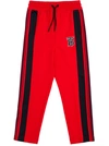 BURBERRY RED AND BLACK EMMETT PANTS WITH LOGO