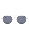 Thom Browne Round Frame Sunglasses In Silver - White Gold W/ Dark Grey - Ar