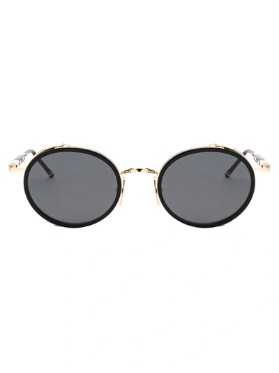 Thom Browne Tb-813 Sunglasses In Black - White Gold W/ Dark Grey - Ar