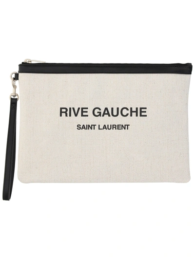 Saint Laurent Rive Gauche Zippered Pouch In White