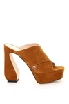 Sergio Rossi Criss-cross Platform Suede Sandals In Cuoio (brown)