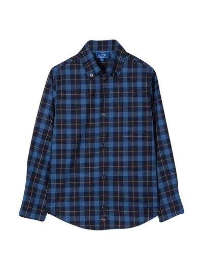 Fay Teen Check Print Shirt In Blu