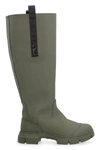 Ganni Khaki Recycled Rubber Country Boots In Green