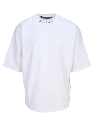 Palm Angels Men's Short Sleeve T-shirt Crew Neckline Jumper  Logo In White