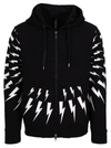 Neil Barrett Black Scribble Fairisle Zip Hoodie In Black