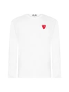Comme Des Garçons Play Embroidered Logo T-shirt In Bianco