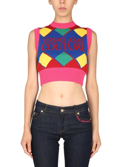 Versace Jeans Couture Logo针织棉质背心 In Multicolour