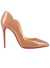 CHRISTIAN LOUBOUTIN HOT CHIC 100 NUDE PATENT LEATHER PUMPS