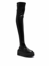 Casadei C-chain Black Vegan Leather Boots In Nero