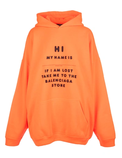 Balenciaga Orange 'hi My Name Is' Hoodie