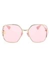 Gucci Fork Oversize Square Sunglasses In 003 Gold Gold Pink